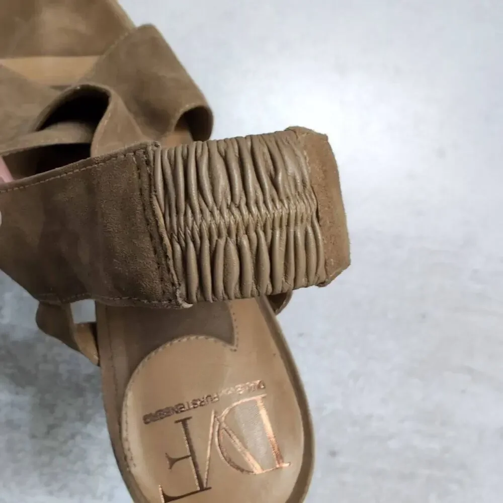 Diane von Furstenberg Zia Crisscross Suede Platform Heels Slingback Sandals 9.5M